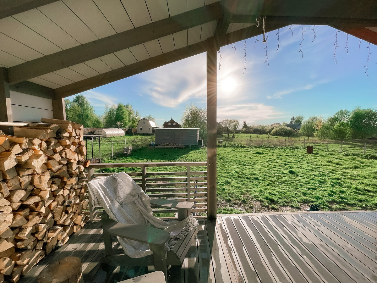 Небольшие кучки на земле — последствия того, что часть борщевика я пыталась выкопать лопатой, еще до обработки химией