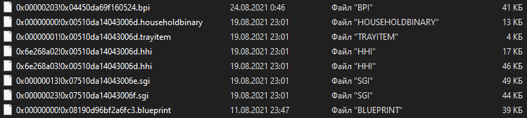 (файлы с расширением .bpi, .blueprint, .trayitem и др.)