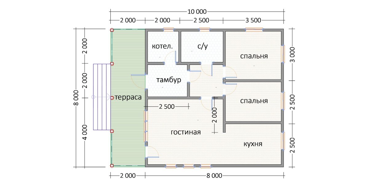 Планировка дома по проекту К-26