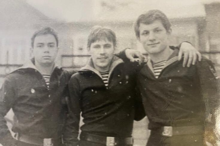 Володя Щербович, Виктор Трембицкий, Андрей Юрченков. 1984 год.