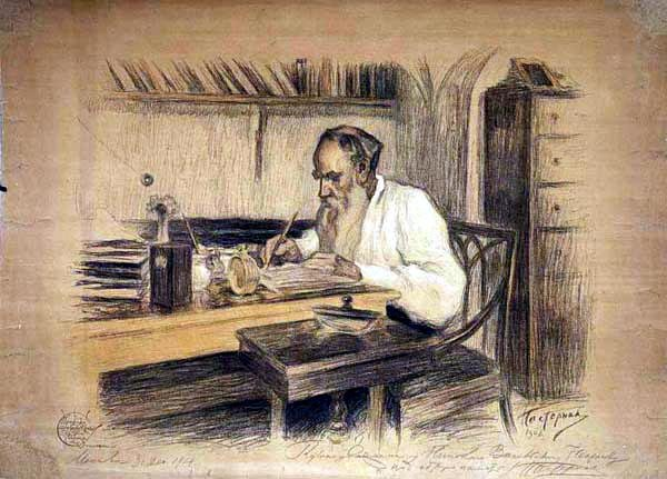 Леонид Пастернак. Портрет Льва Толстого. 1908. Государственный музей Л.Н. Толстого, Москва