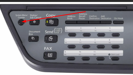 Нажимаем кнопку System Menu/Counter (Системное меню/Счетчик)