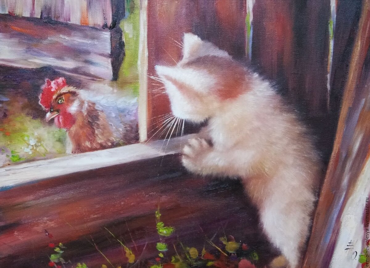 Картина маслом с котами