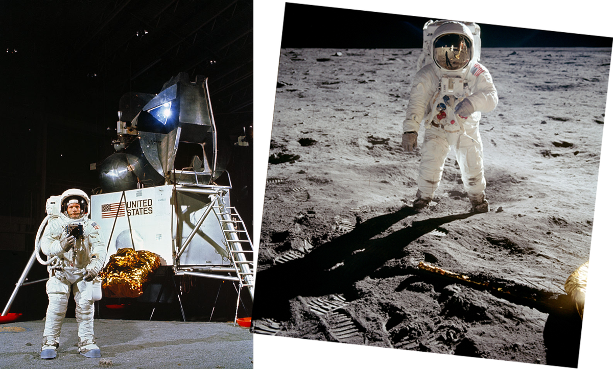 Любителям считать рост астронавтов на Луне и Земле по фото, посвящается: Армстронг и Олдрин