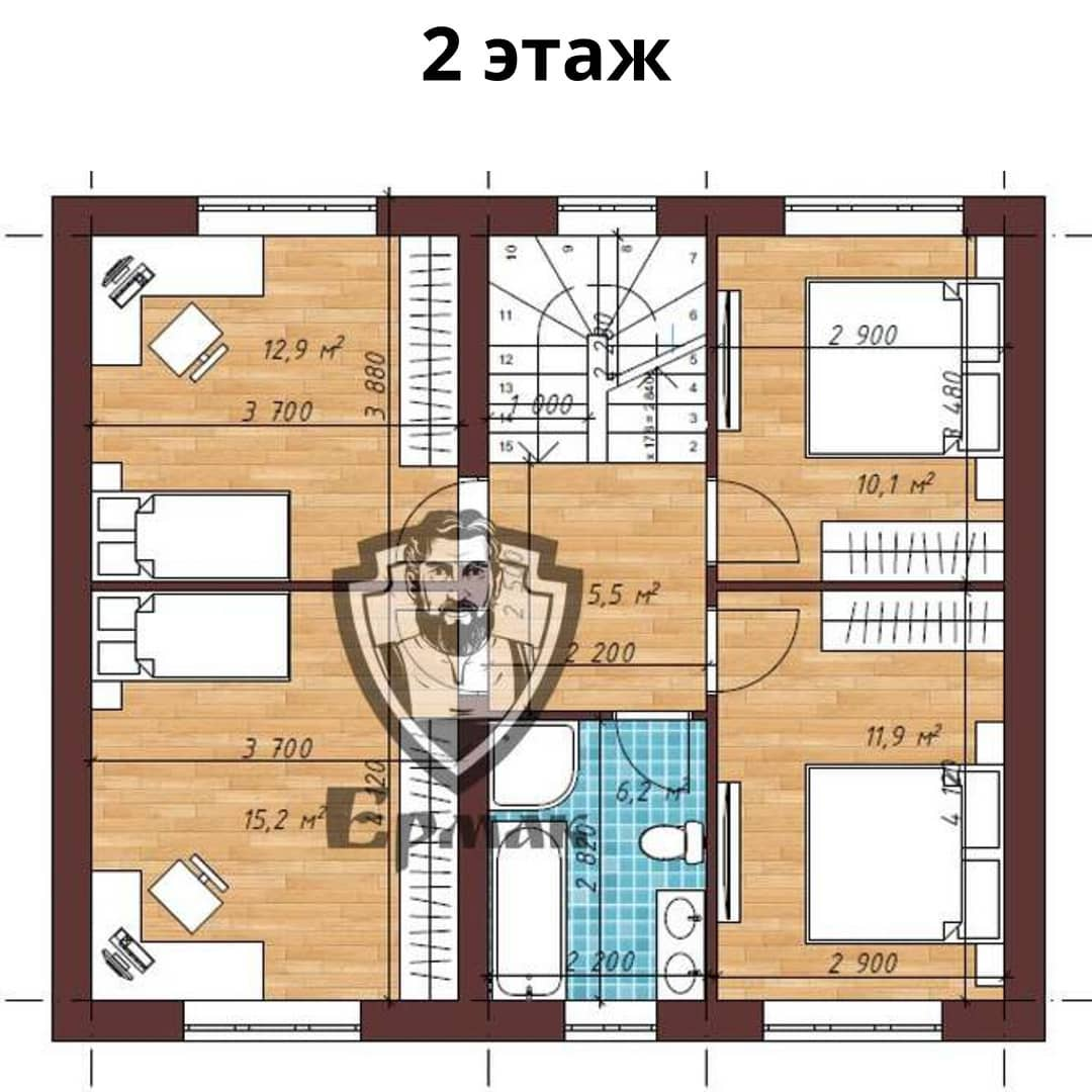 Проект Оптимальный: каменный коттедж в два этажа, 142 м2 | Ермак Дом.  Строительство теплых каменных домов | Дзен