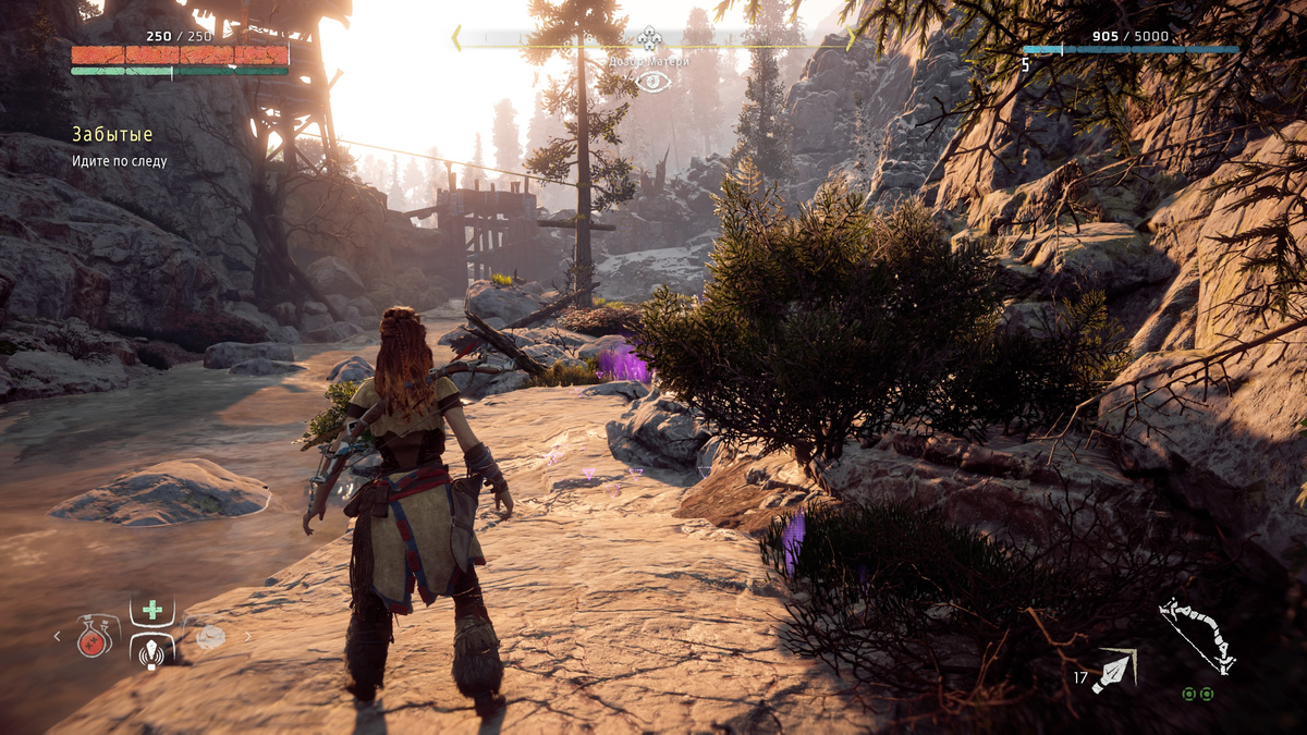 Всего лишь пятый уровень, но Элой уже ощущает масштабность этого мира, а мы — его красоту. Авторский скриншот.