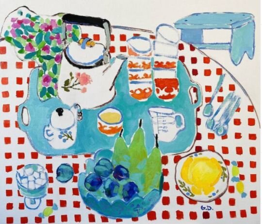 2. Работа Гульнары Даировой. "С молоком". холст 70×80см , масло. 2021 г. Фото из аккаунта художницы в Инстаграм @gulnara__dairova