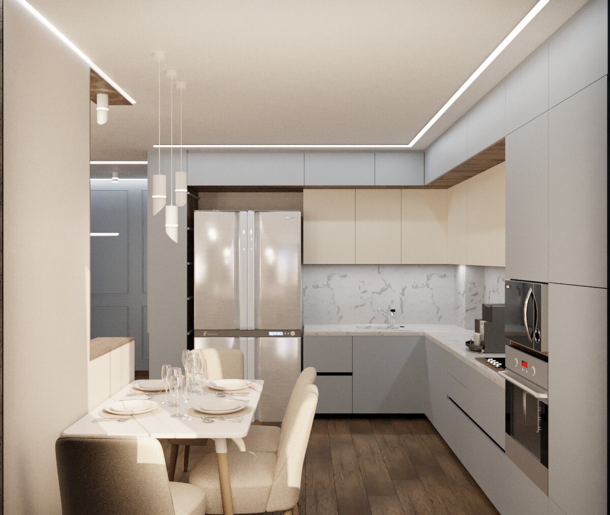 Готовый дизайн проект трехкомнатной квартиры с кухней гостиной (57 фото)
