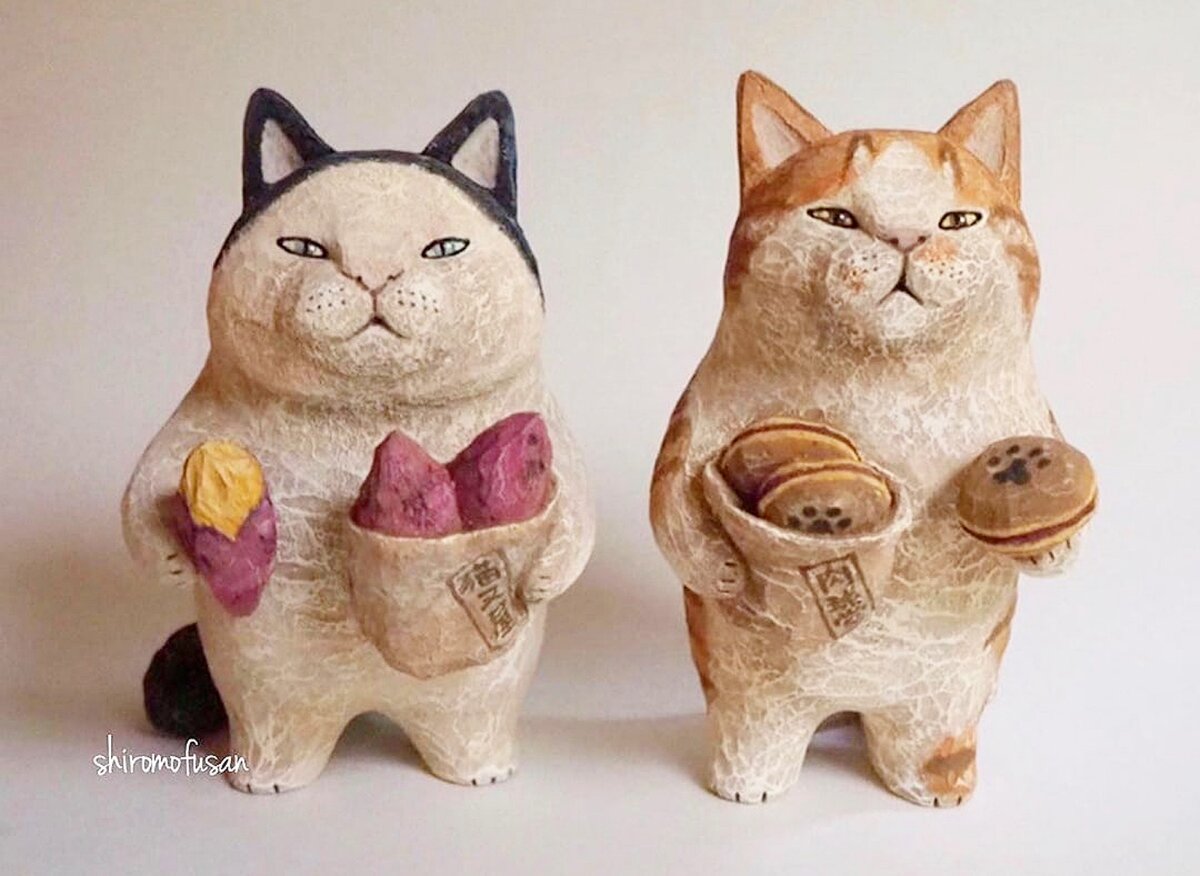 Любители и почитатели котиков, посвящаю этот пост вам :) Широ Мофусан (@shiro_mofusan) — японский художник, который создает милых и очаровательных кошек из дерева, уделяя особое внимание их мимике.-2