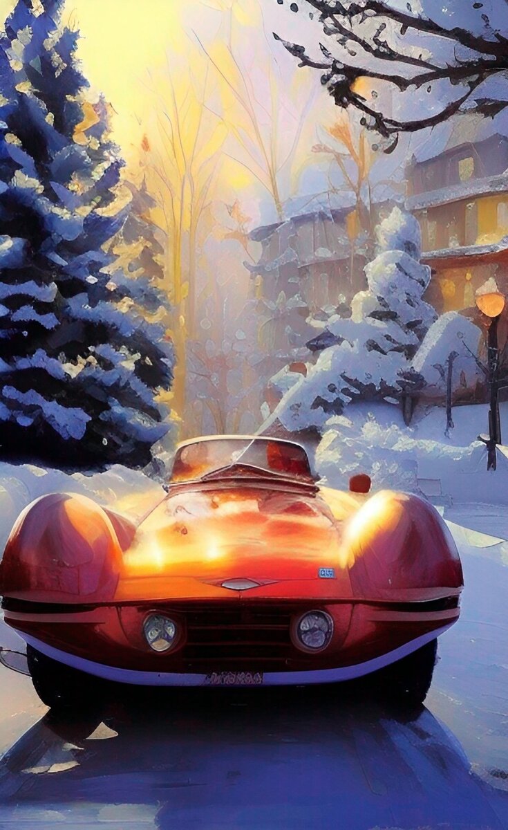 Спортивный автомобиль, нарисованный нейросетью DREAM AI 