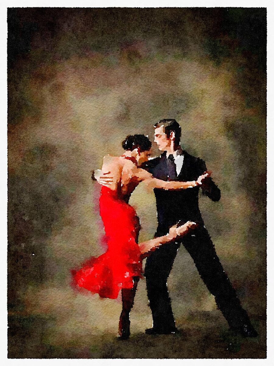 танго, акварель 2018 год, апрель
