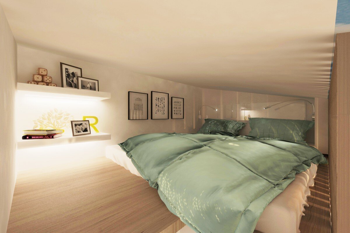 Маленькая спальня и просторная зона гостиной в студии 20 кв. м. Листайте>>