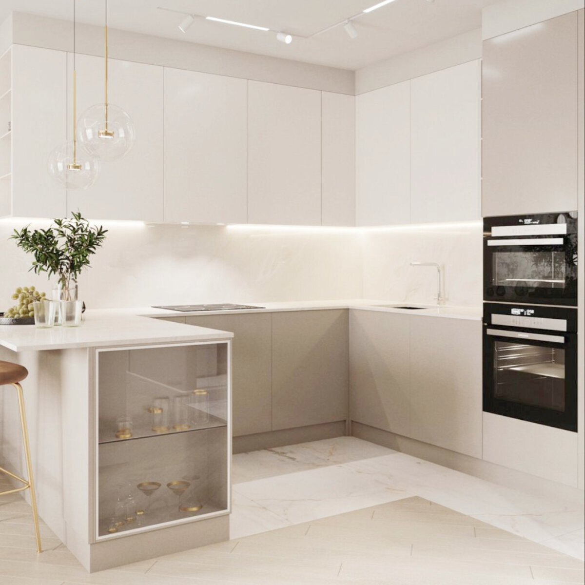 Проектирование и оснащение угловой кухни со шкафами-пеналами.