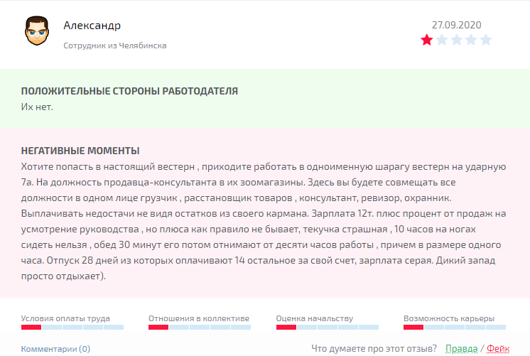 Отзыв бывшего сотрудника о компании