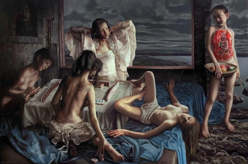 Красивые акварельные женские портреты, основная специализация китайца Лю, поэтому картину приятно разглядывать, даже если её смысл остался непонятен зрителю.