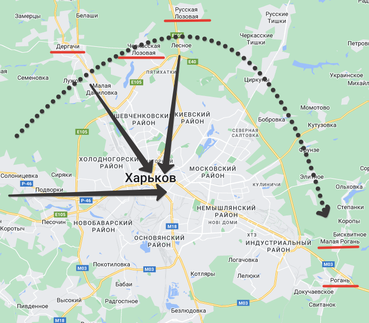 Схема штурма Харькова эсэсовцами. Рисунок Автора