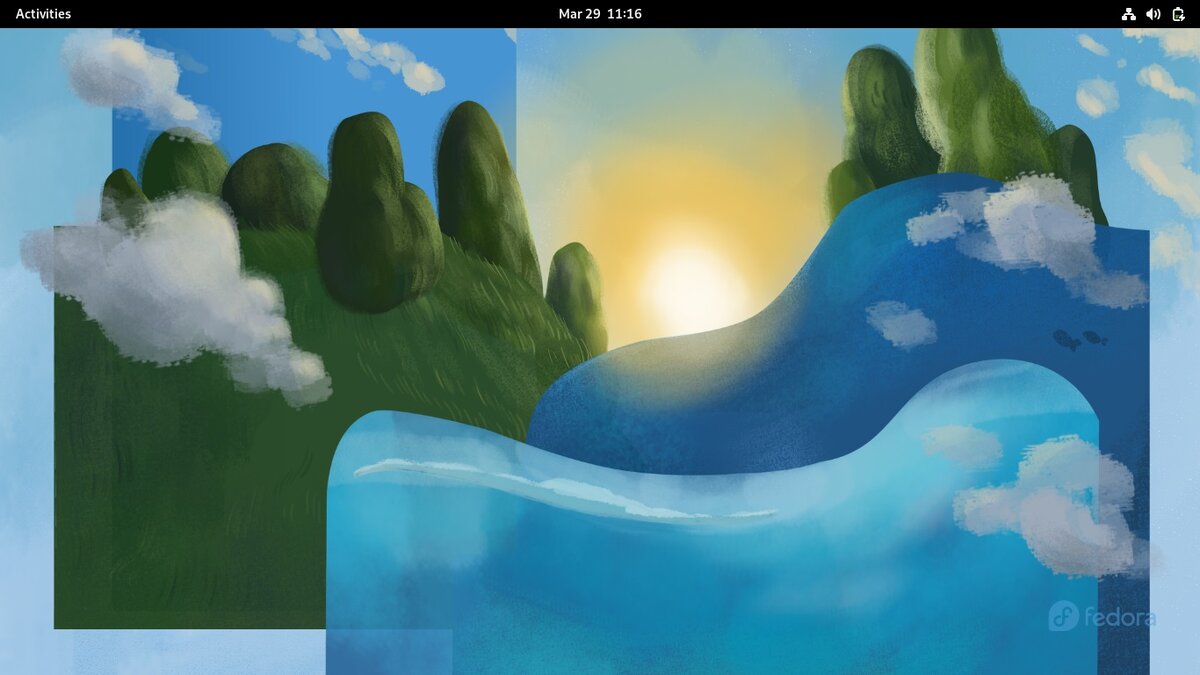 Внешний вид Fedora 36 из коробки.