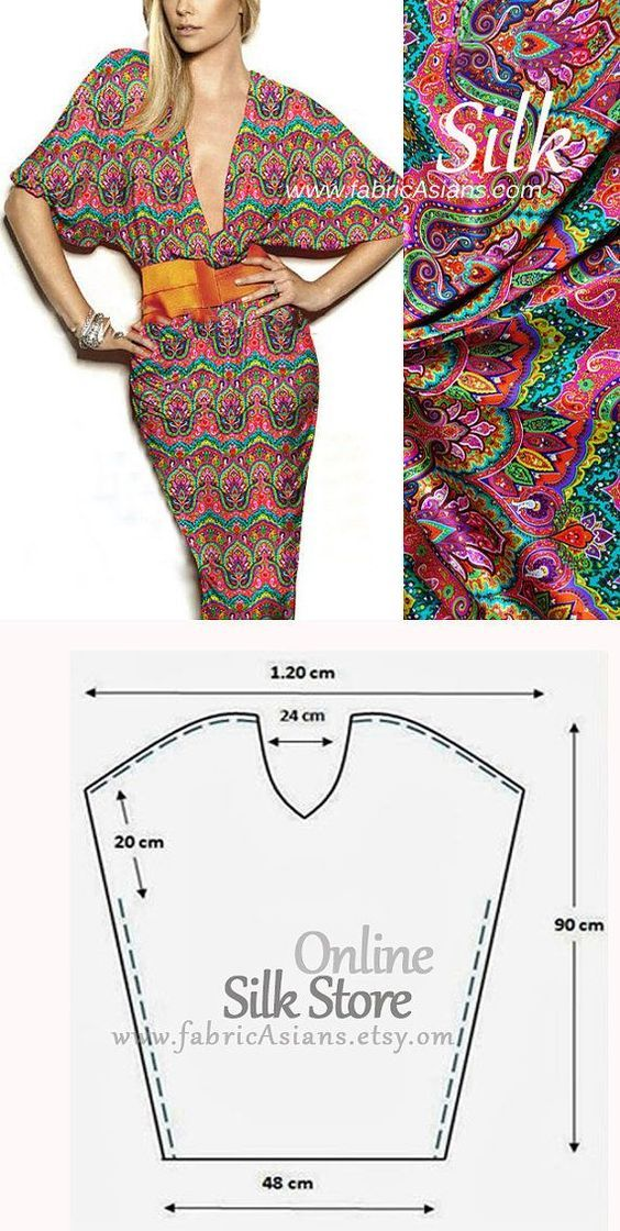 Отличная выкройка для зауженного платья в стиле бохо. Источник: fr.pinterest.com