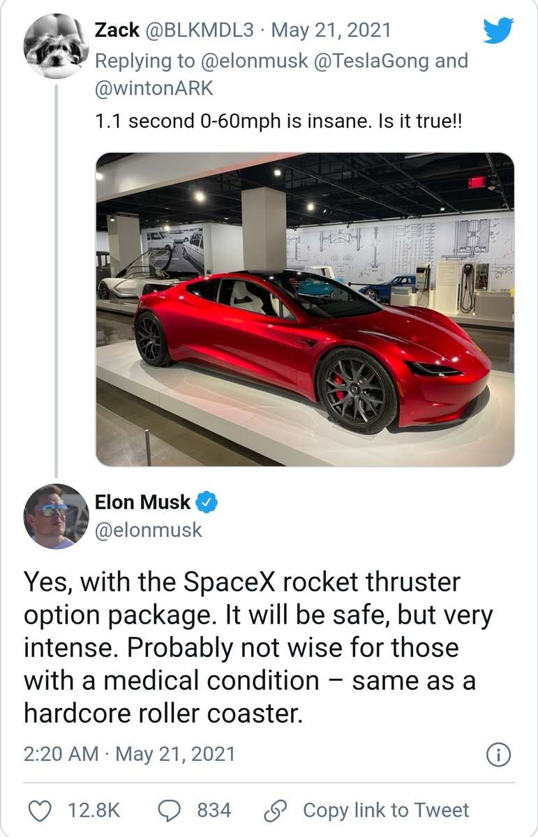 (Да, с пакетом опций ракетного двигателя SpaceX. Это будет безопасно, но очень интенсивно. Вероятно, это неразумно для тех, у кого есть проблемы со здоровьем – то же самое, что крутые американские горки.)