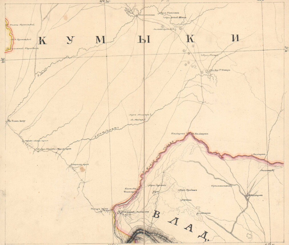 Военно топографическая пятиверстная карта кавказского края 1871 года