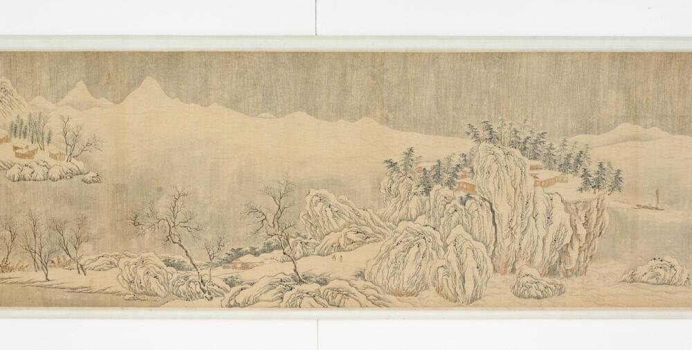 Просветление после снегопада в горах у реки.  Фрагмент свитка. Тушь на шелке. 16 в. Художественный музей Гонолулу, Гавайские острова