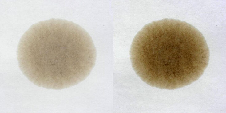 Слева - качественное дизельное топливо. Справа - ДТ плохого качества.