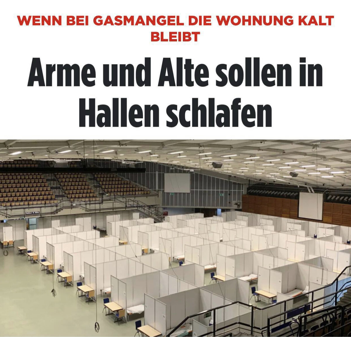 При невозможности отапливать своё жильё - немцы будут спать зимой в оборудованных спортзалах. 