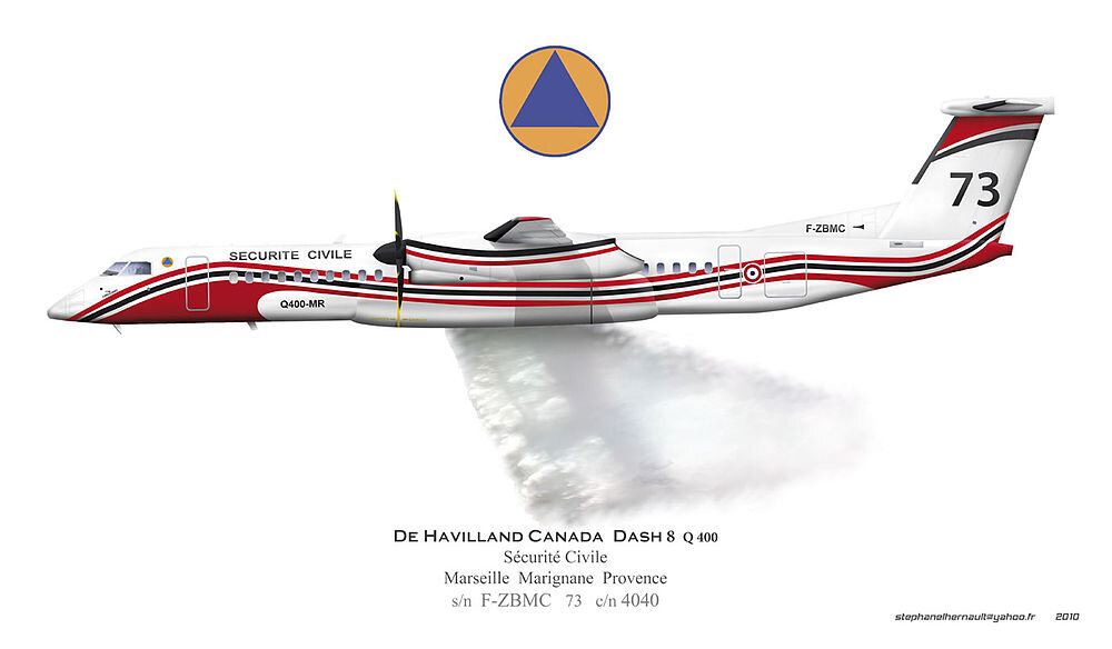 Боевая расцветка Dash 8 Q400 MR Гражданской обороны Франции
