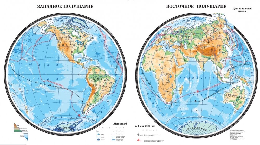 Физическая карта восточного полушария