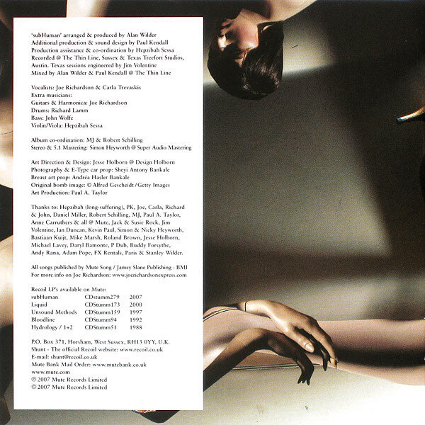 Recoil "subHuman" CD + DVD - Booklet credits