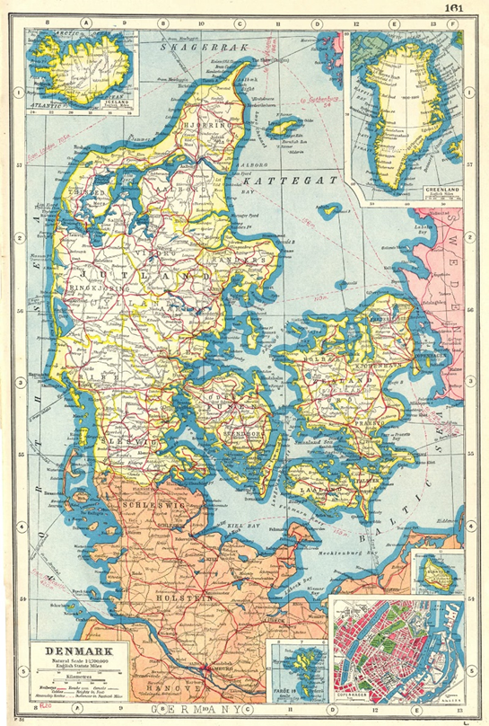 Карта Датского королевства 1920 г.