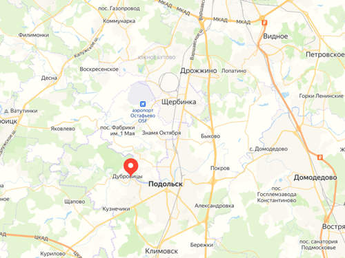 Усадьба Дубровицы на карте Родины