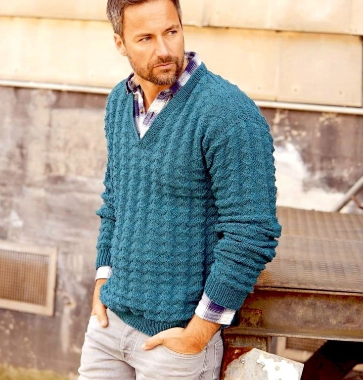 Схемы вязания мужских свитеров