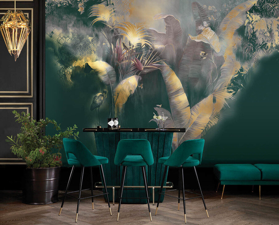 Бесшовные авторские обои "МИСТИЧЕСКАЯ ФЛОРА" арт 0015-G1 от 5000р/м2