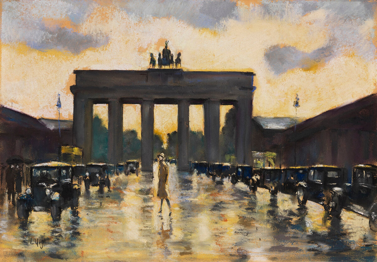 Ури Лессер. Бранденбургские ворота, вид с Парижской площади. 1928 