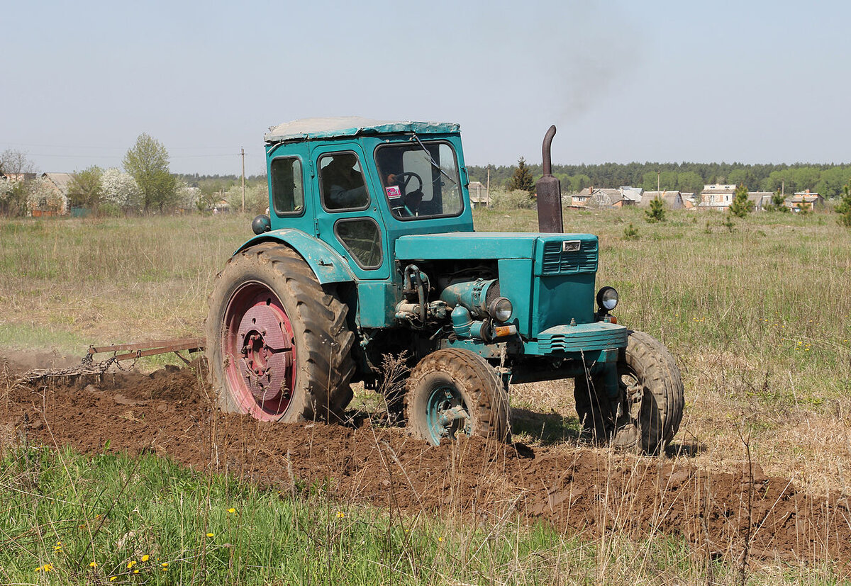 Т-40 вспахивает землю