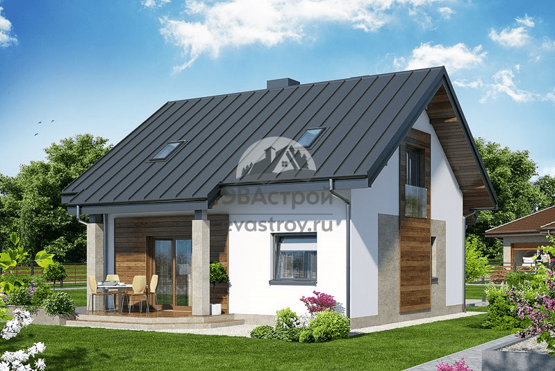 Проект дома 113 м2 из керамоблоков с мансардой, террасой и балконом - NA-1