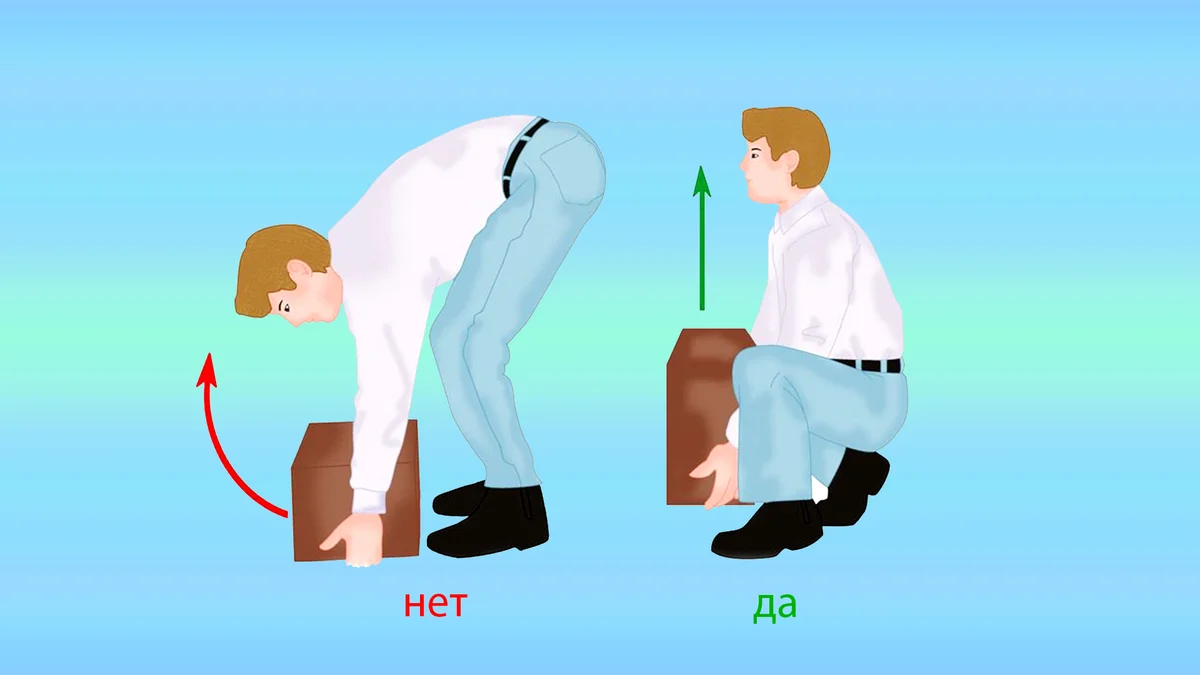 Поднимать м. Правильное поднятие тяжестей. Правильная техника поднятия тяжестей. Неправильное поднятие тяжестей. Правильная биомеханика при поднятии тяжестей