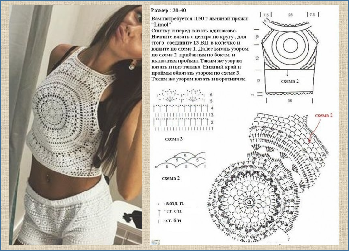 Эффектный вязаный кроп-топ для жаркого лета | Вязание :: Модели и схемы | Дзен