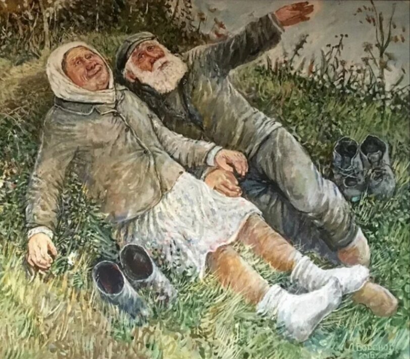 На сене с дедом (взято из Яндекс картинки) 