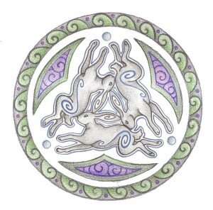 Круг бытия, кельтский символ цикла времени, до сих пор можно найти на древнейших церквях Британских островов (заяц как символ плодородия). Этот символ относится к лунному циклу.