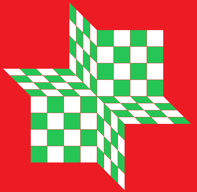 Объёмная доска для трёх партнёров. Рисунок автора