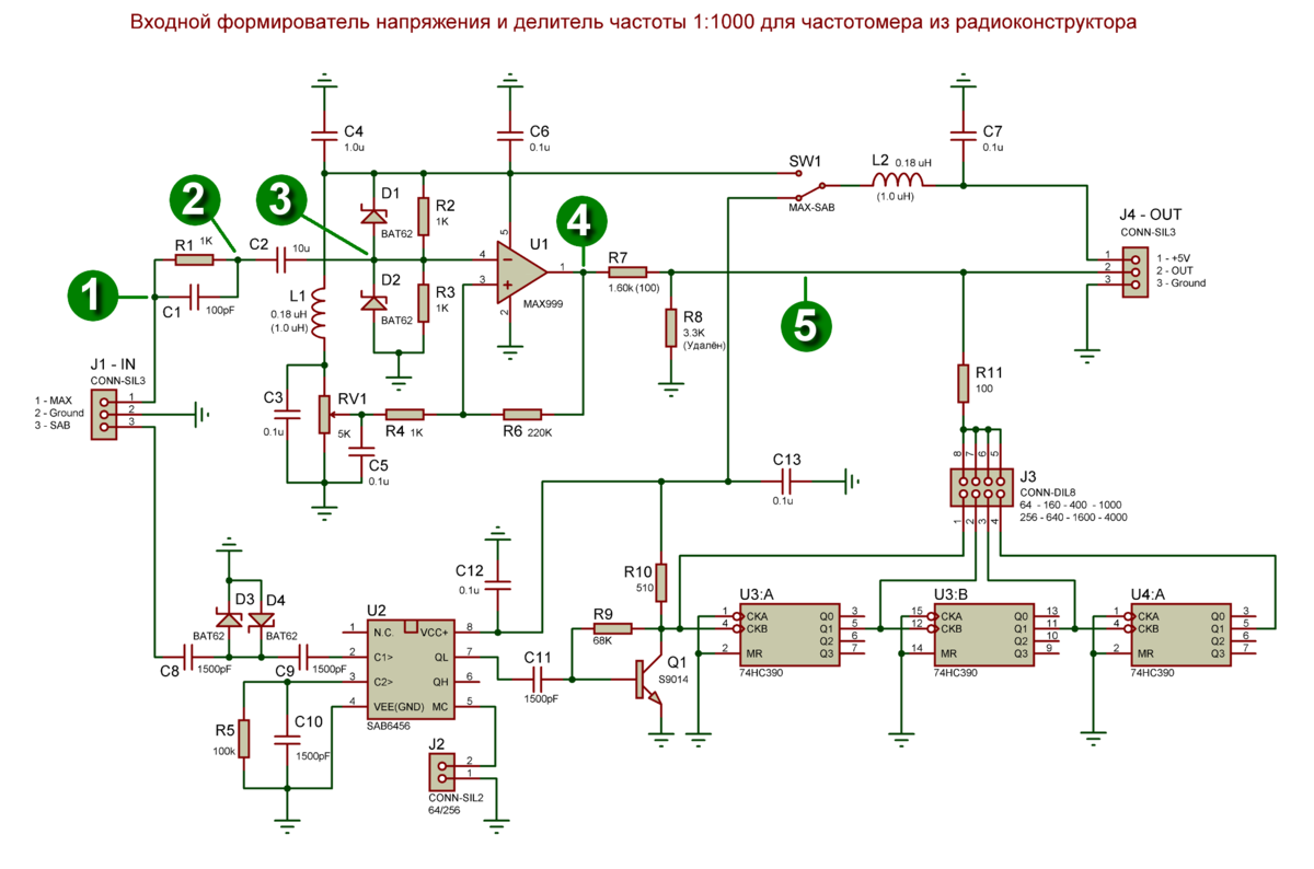Формирователь импульсов для частотомера схема