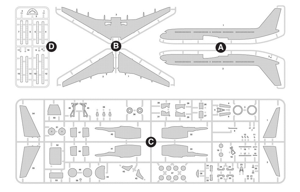 Схема расположения деталей на литниковых решётках