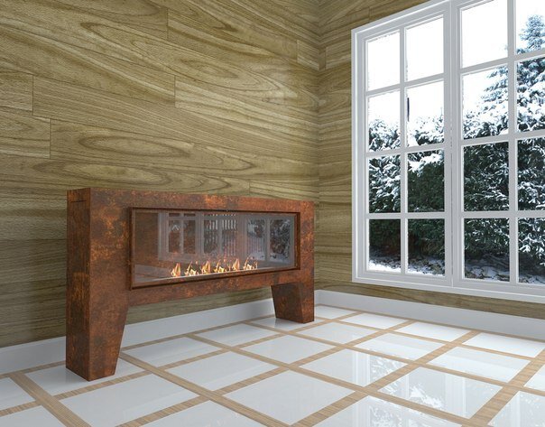 Ржавый биокамин в стиле лофт 