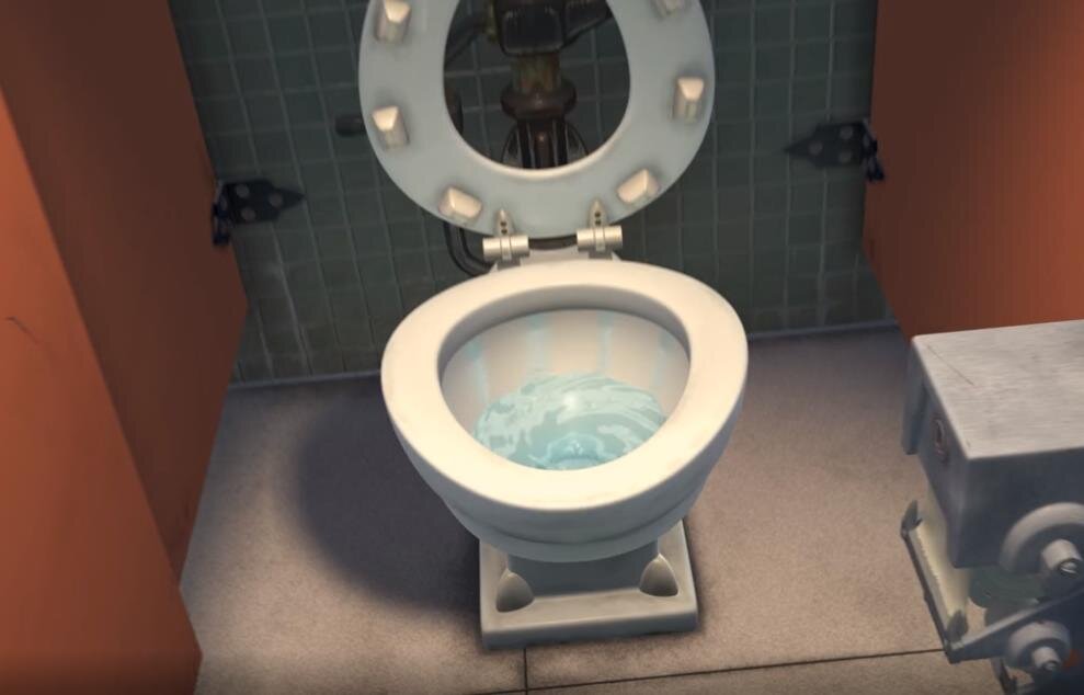 Скрин из мультфильма Диснея «Корпорация Монстров». Так выглядит уровень воды в американской системе канализации