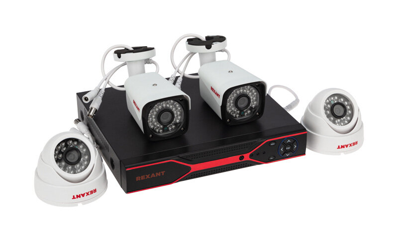 Комплект видеонаблюдения REXANT 2 наружные и 2 внутренние камеры AHD/2.0 Full HD 