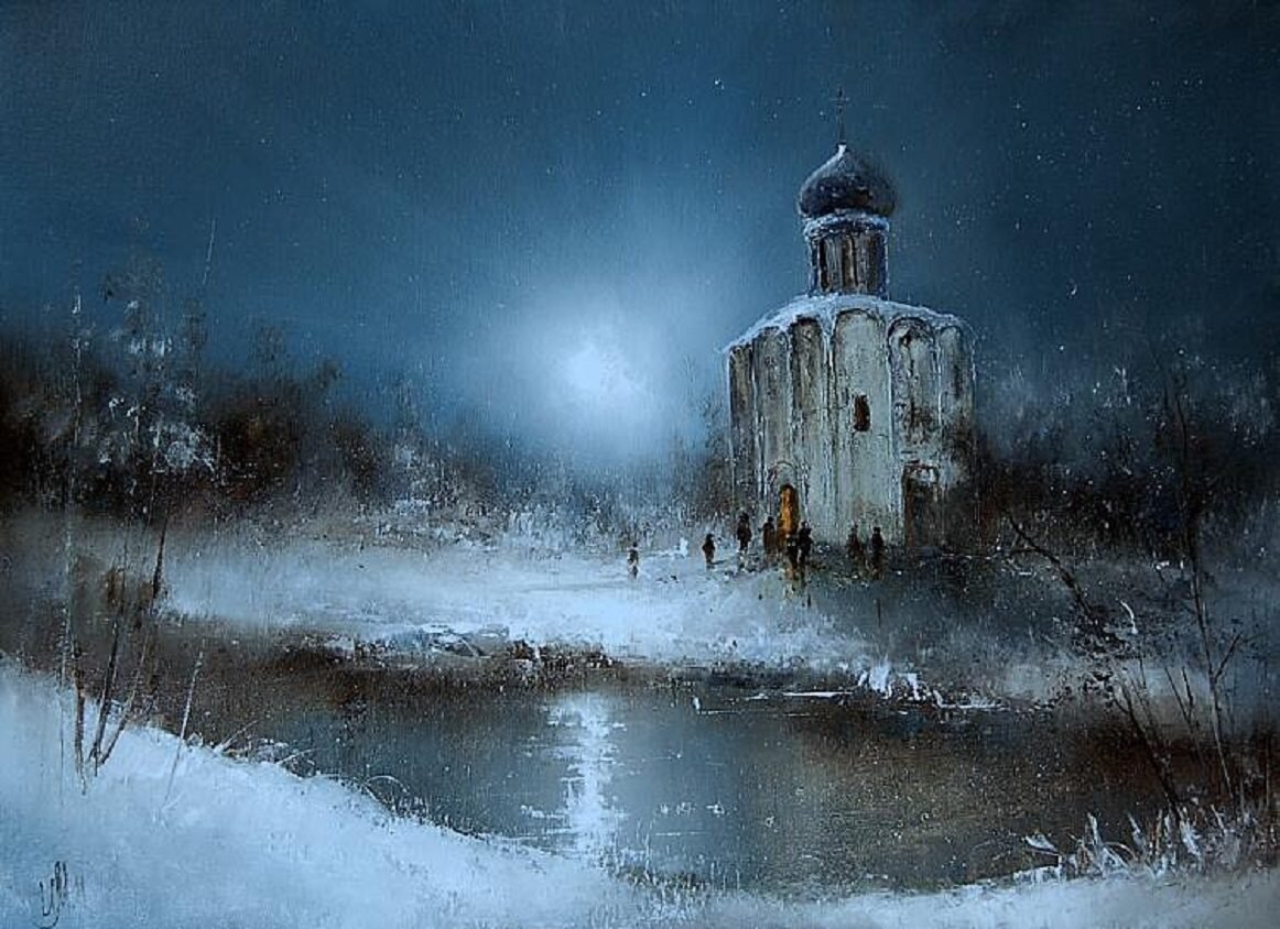 Игорь Медведев художник Восход Луны. Художник Игорь Медведев Церковь на Нерли. Художник Игорь Медведев зимний пейзаж. Ночные-пейзажи-с-Церковью.