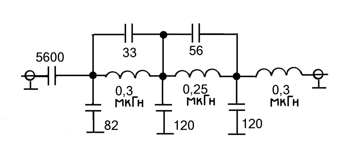 Рис. 1.  Схема фильтра нижних частот.