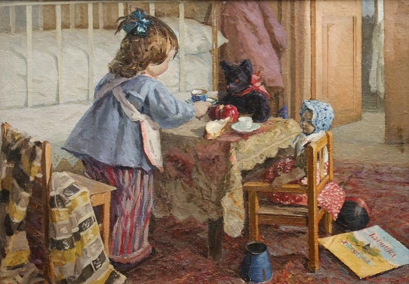 Маленькая хозяйка 1948 г. Художник Николай Барченков 